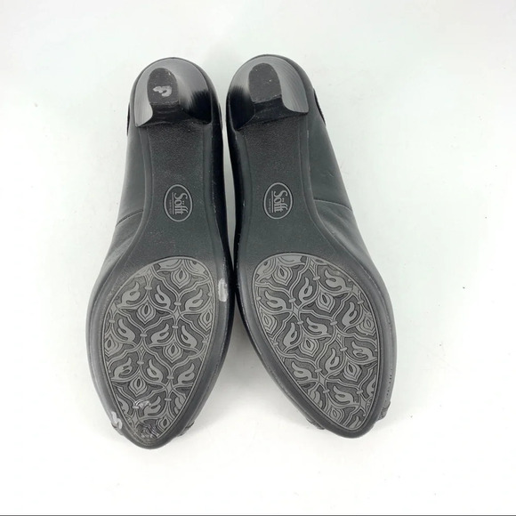 Sofft Women 9.5 High Heels Black Leather Peep Toe Slip On Shoes Career Pumps - Picture 9 of 10